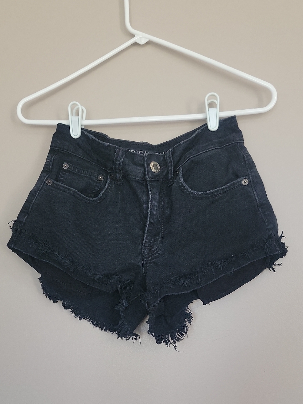 American Eagle Outfitters Black Stretch Hi Rise Festival Shorts Size 0